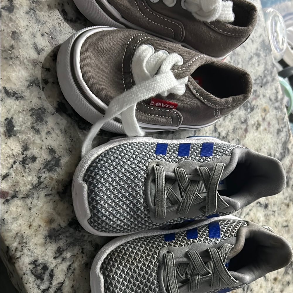 Adidas Kids Gray and Blue Sneakers